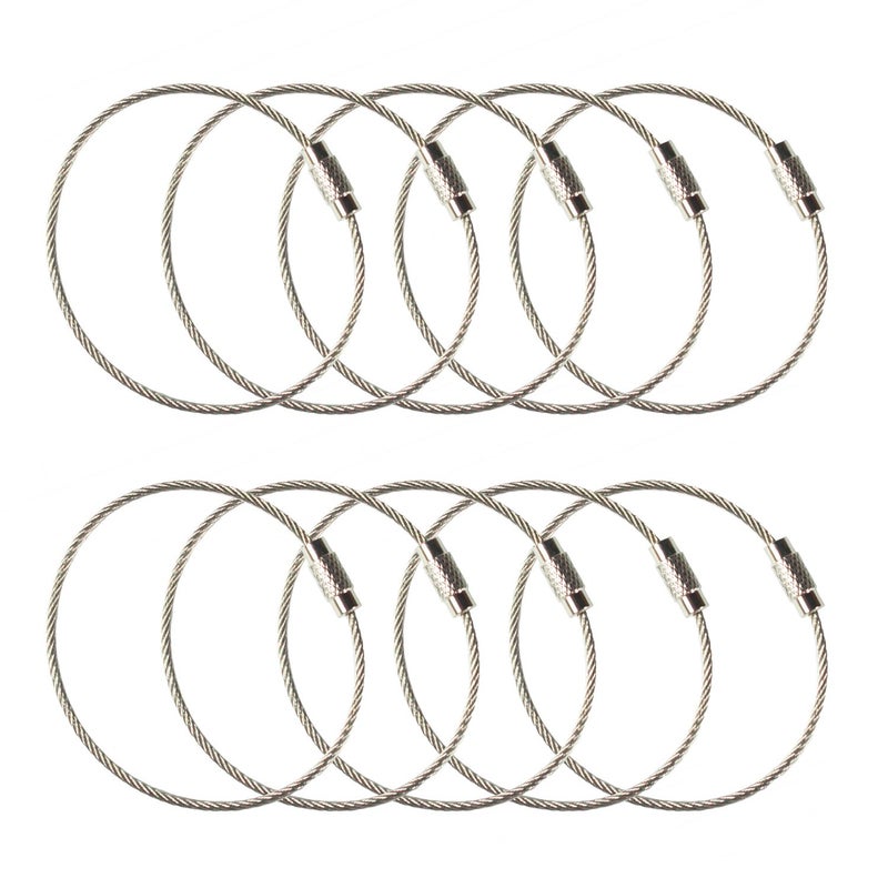 Millennial Essentials Stainless Steel Wire Keychains 2mm 6.3 Inches Aircraft Cable Key Ring Loops for Hanging Luggage Tags or ID Tags (100 Pack Nylon Coated) - Image 1